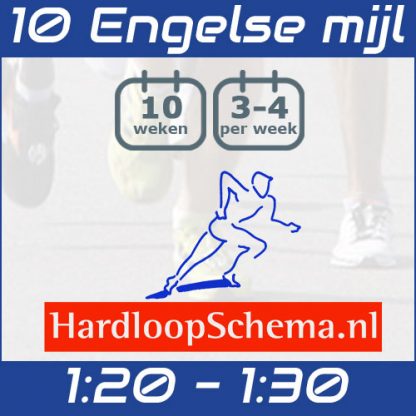 Trainingsschema 10 Engelse mijl hardlopen - uitlopen - 1:20-1:30