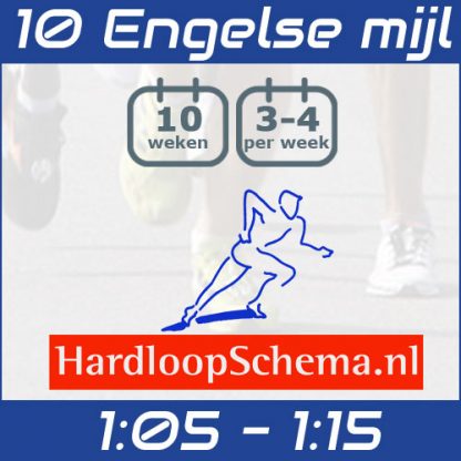 Trainingsschema 10 Engelse mijl hardlopen - zo snel mogelijk - 1:05-1:15