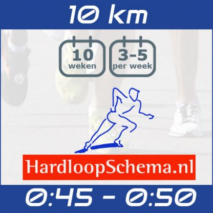 Trainingsschema 10 km hardlopen - zo snel mogelijk - 0:45-0:50