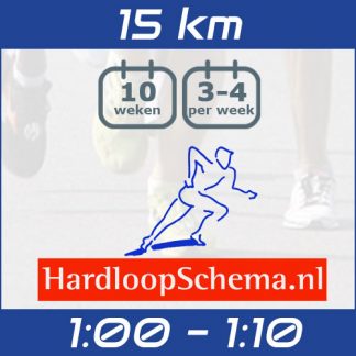 Trainingsschema 15 km hardlopen - zo snel mogelijk - 1:00-1:10