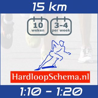 Trainingsschema 15 km hardlopen - zo snel mogelijk - 1:10-1:20